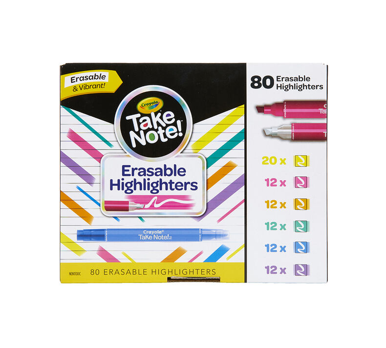 Take Note Erasable Highlighters Classpack, Bulk 80 Count